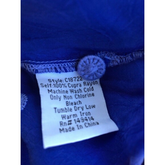 NWT Johnny Was Sz S Silky Cobalt Blue Tunic Top Embroidered Eyelet Lace Summer - Picture 8 of 12